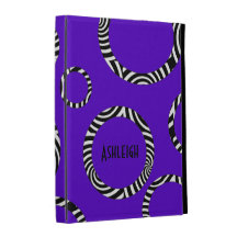 La rayure blanche noire pourpre sonne le folio de  coques iPad folio