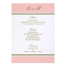 La rayure simple rougissent menu rose de mariage invitations personnalisables