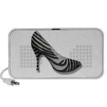 La rayure vintage de zèbre de talon haut chausse l haut-parleur portable