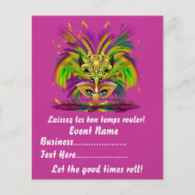 La reine de mardi gras 4,5" x 5,6" des notes de vu prospectus avec motif