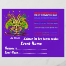 La reine de mardi gras 8,5" x 11" regardent svp de prospectus en couleur