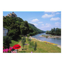 La rivière rouge Dordogne avec le café, fleurs de  Bristol Personnalisé