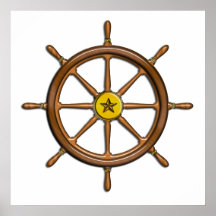 La roue du bateau en bois posters