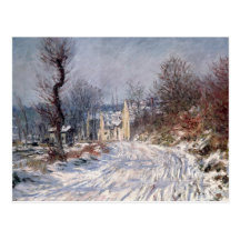 La route à Giverny, hiver, 1885 Carte Postale