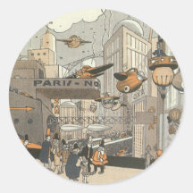 La science-fiction vintage Steampunk Paris urbain Autocollant