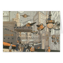 La science-fiction vintage Steampunk Paris urbain Cartes De Vœux