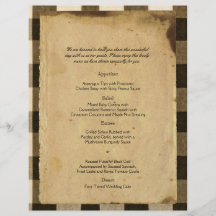 La sépia rustique de noir de pays vérifie le menu  prospectus customisé