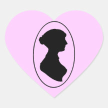 La silhouette de Jane Austen Autocollants En Cœur