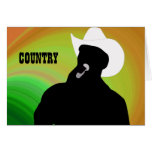 La silhouette du chanteur de country, dos vert de  carte de vœux
