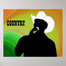 La silhouette du chanteur de country, dos vert de  posters