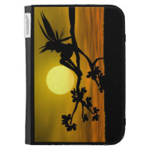 la silhouette féerique de coucher du soleil allume coque folio kindle