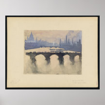 La Tamise dans la copie de brume Affiche