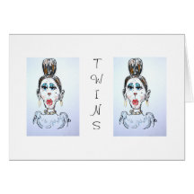 La tante Priscilla Twins Card de série de famille Cartes De Vœux