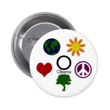 La terre, fleur, paix, arbre, amour, bouton d'Obam Pin's Avec Agrafe