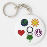 La terre, fleur, paix, arbre, amour, Obama Keychai Porte-clef
