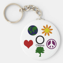 La terre, fleur, paix, arbre, amour, Obama Keychai Porte-clef