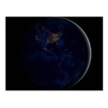 La terre la nuit carte postale