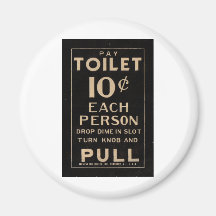 La toilette vintage de salaire signent dedans le n aimants pour réfrigérateur