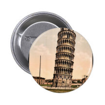 La tour penchée, classique Photochrom de Pise, Ita Badge