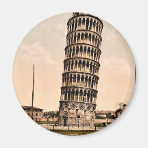 La tour penchée, classique Photochrom de Pise, Ita Aimant