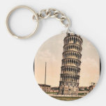 La tour penchée, classique Photochrom de Pise, Ita Porte-clefs