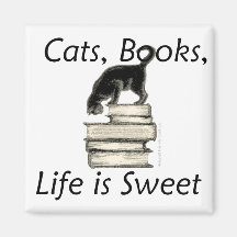 La vie de livres de chats est douce aimants pour réfrigérateur