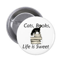 La vie de livres de chats est douce pin's