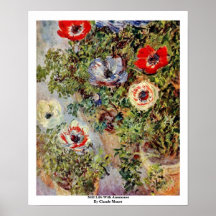 La vie toujours avec des anémones par Claude Monet Affiches