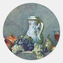 La vie toujours avec la théière de porcelaine, par autocollants ronds