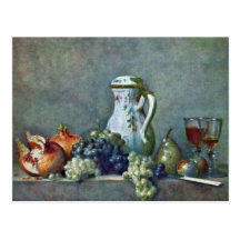 La vie toujours avec la théière de porcelaine, par cartes postales