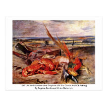 La vie toujours avec le homard et les trophées de  carte postale