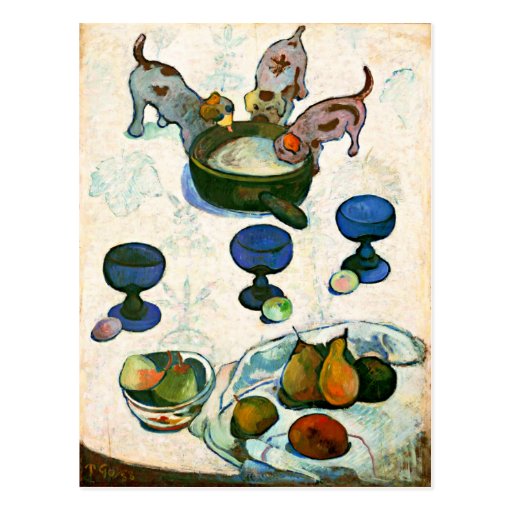 La vie toujours avec trois chiots, Paul Gauguin Cartes Postales