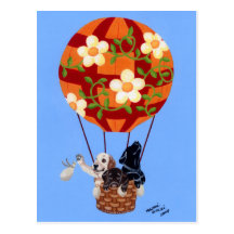 Labradors et peinture chaude de ballon à air carte postale