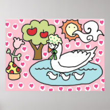 lac avec l'oie de mère posters