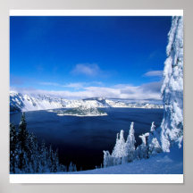 Lac crater en hiver Orégon Poster