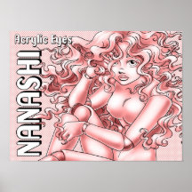L'acrylique observe l'affiche de Nanashi