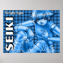 L'acrylique observe l'affiche de Seiki