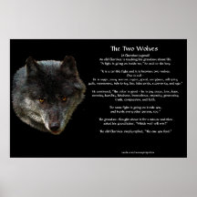L'affiche CHEROKEE d'art de CONTE de DEUX LOUPS