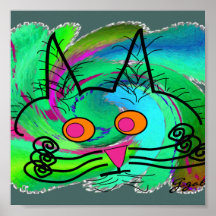 L'affiche d'art abstrait d'amoureux de les chats "