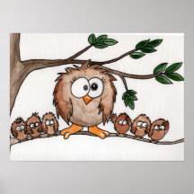 L'affiche de famille de hibou