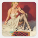 Laisse le jeu un jeu - rétro fille de pin-up adhésifs