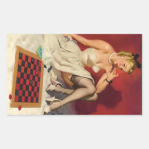 Laisse le jeu un jeu - rétro fille de pin-up adhésif