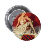 Laisse le jeu un jeu - rétro fille de pin-up badge avec épingle