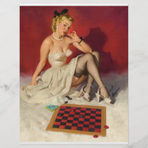 Laisse le jeu un jeu - rétro fille de pin-up prospectus