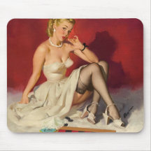 Laisse le jeu un jeu - rétro fille de pin-up tapis de souris