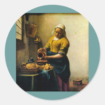 Lait se renversant de la bonne de Vermeer (circa 1 Adhésif