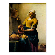 Lait se renversant de la bonne de Vermeer (circa 1 Cartes Postales
