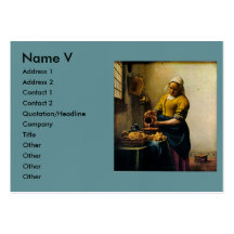Lait se renversant de la bonne de Vermeer (circa 1 Cartes De Visite Personnelles