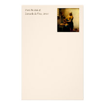 Lait se renversant de la bonne de Vermeer (circa 1 Papier À Lettre Customisé