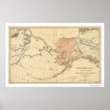 L'Alaska a cédé par la carte 1867 de la Russie Affiche